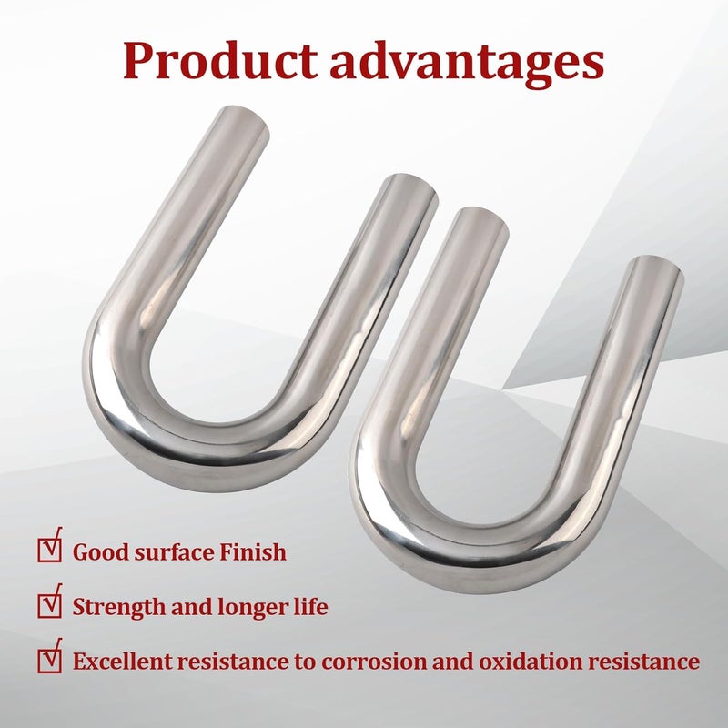 BIGREAT OD 2.25'' Inch (57MM) 180 Degree Bend Elbow Stainless Steel Turbocharger Pipe Tube Intercooler Pipe High Class Brushed Treatment Air Intake Tube Pipe Polished Universal-2PCS - Image 4
